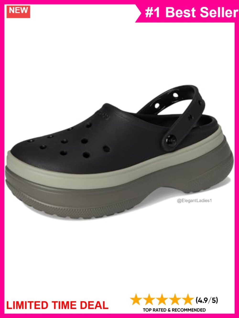 Crocs Classic Stacked Clogs Platform Slip-On EVA Water Resistant